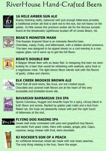 River House Beer List (July 21, 2011)